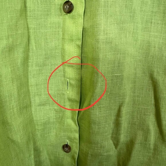 Elisabeth Women's Size 16 Button Up Shirt 100% Linen Long Sleeves Lime Green - Picture 4 of 9
